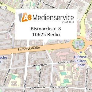 A8 Medienservice GmbH - Kundenbetreuung | Verwaltung, Bismarkstraße 8, 10625 Berlin-Charlottenburg